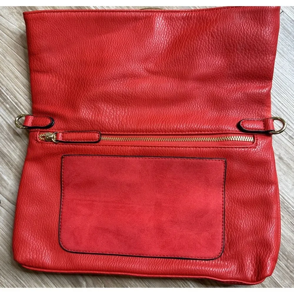 Sondra Roberts Squared Clutch Bag‎ And Shoulder Strap. Gold Accents. Good Cond.